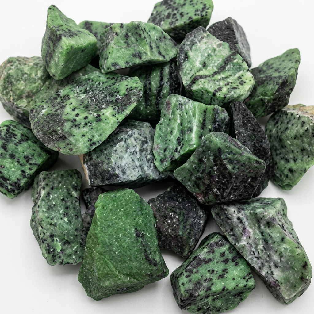Dettaglio del rubino in zoisite grezzo