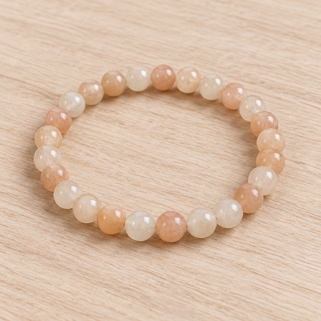 Bracciale in avventurina rosa su legno
