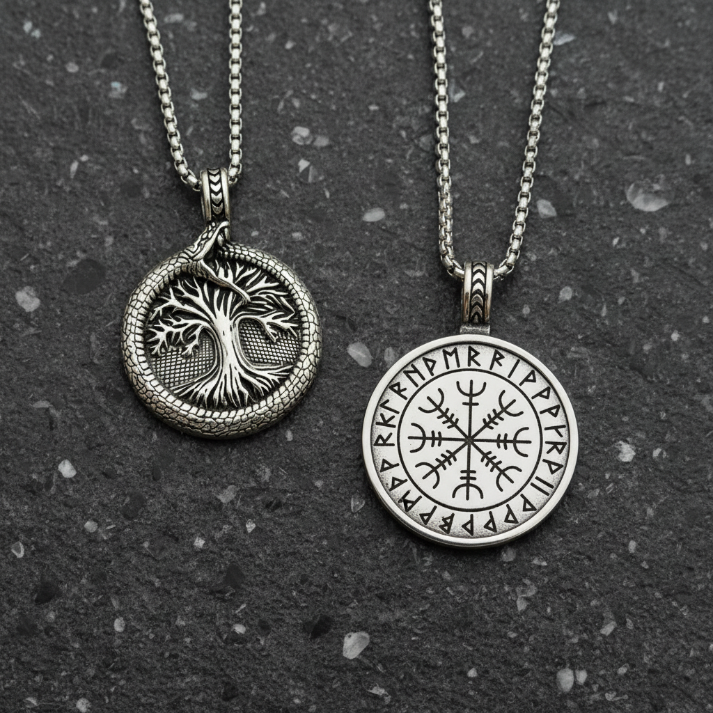 Collana Albero della Vita Vegvisir fronte e retro