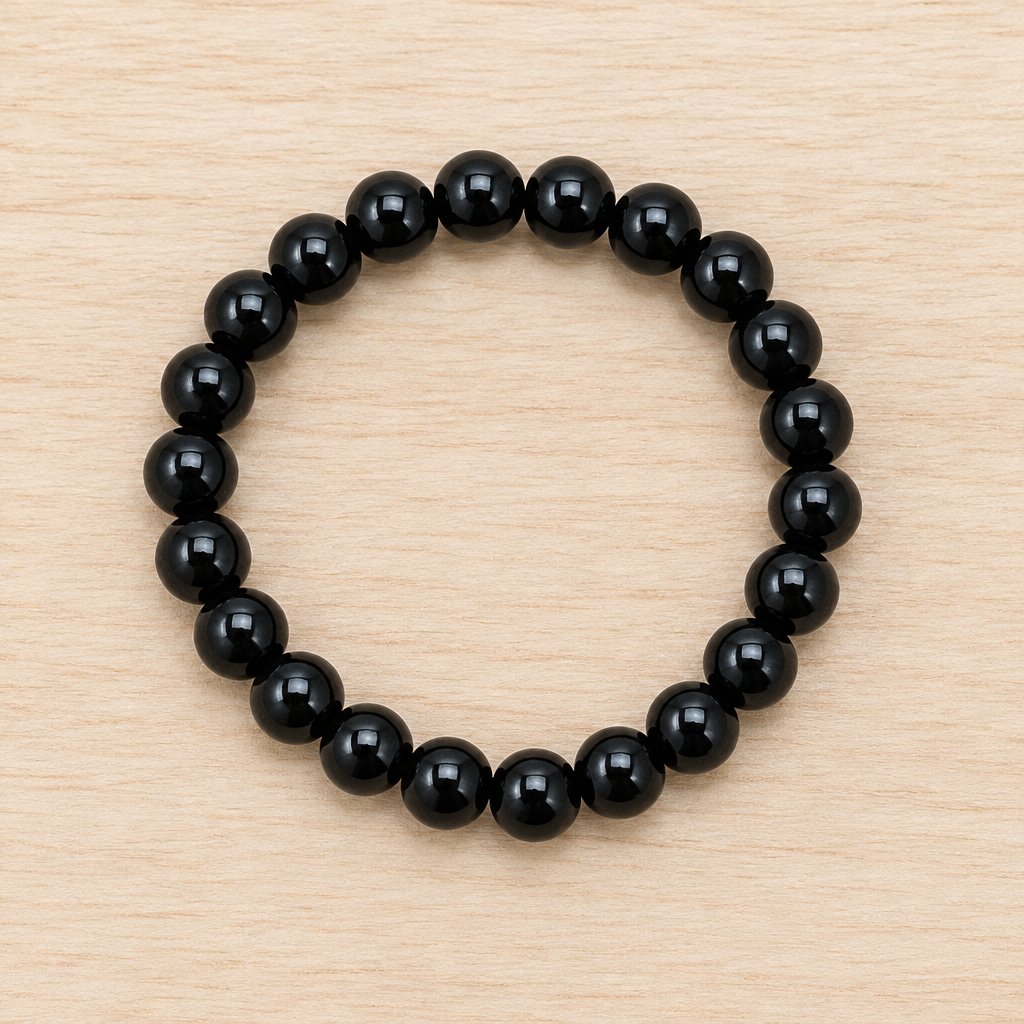 Bracciale in onice nero su legno