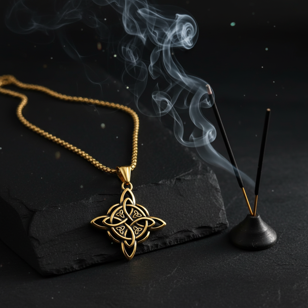 Collana Nodo della Strega gold - incenso e fumo atmosfera mistica