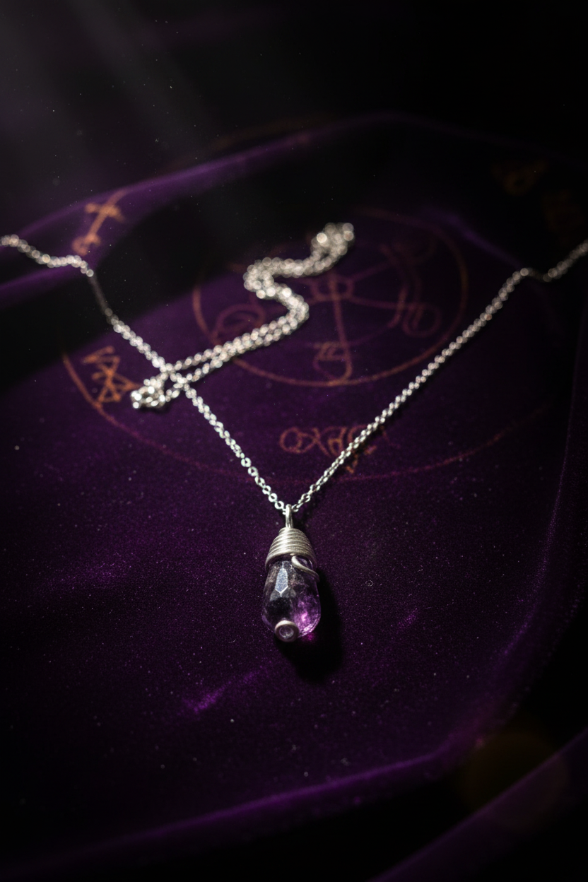 Collana ametista sfaccettata - dark velluto
