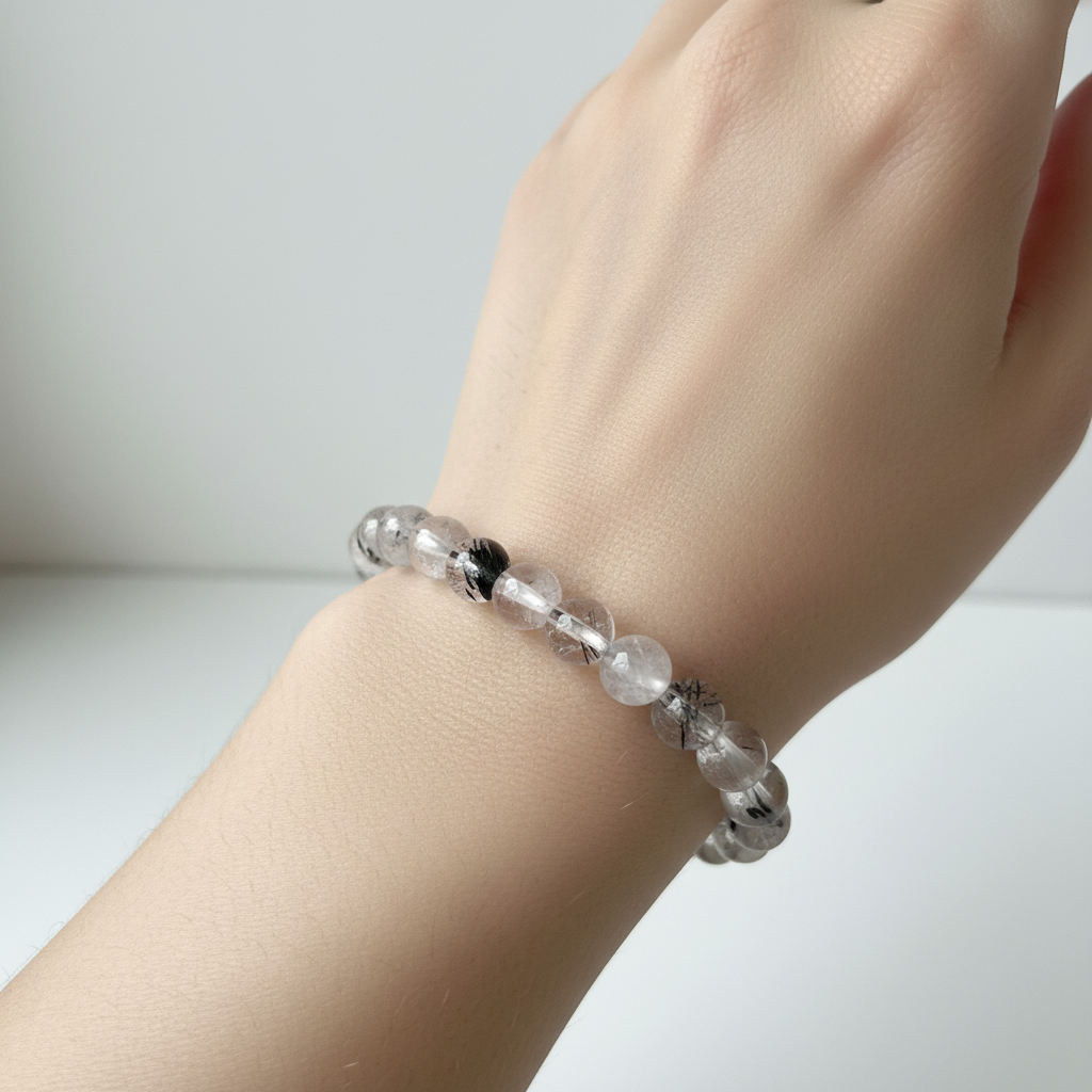 Bracciale Quarzo Tormalinato - Indossato al polso