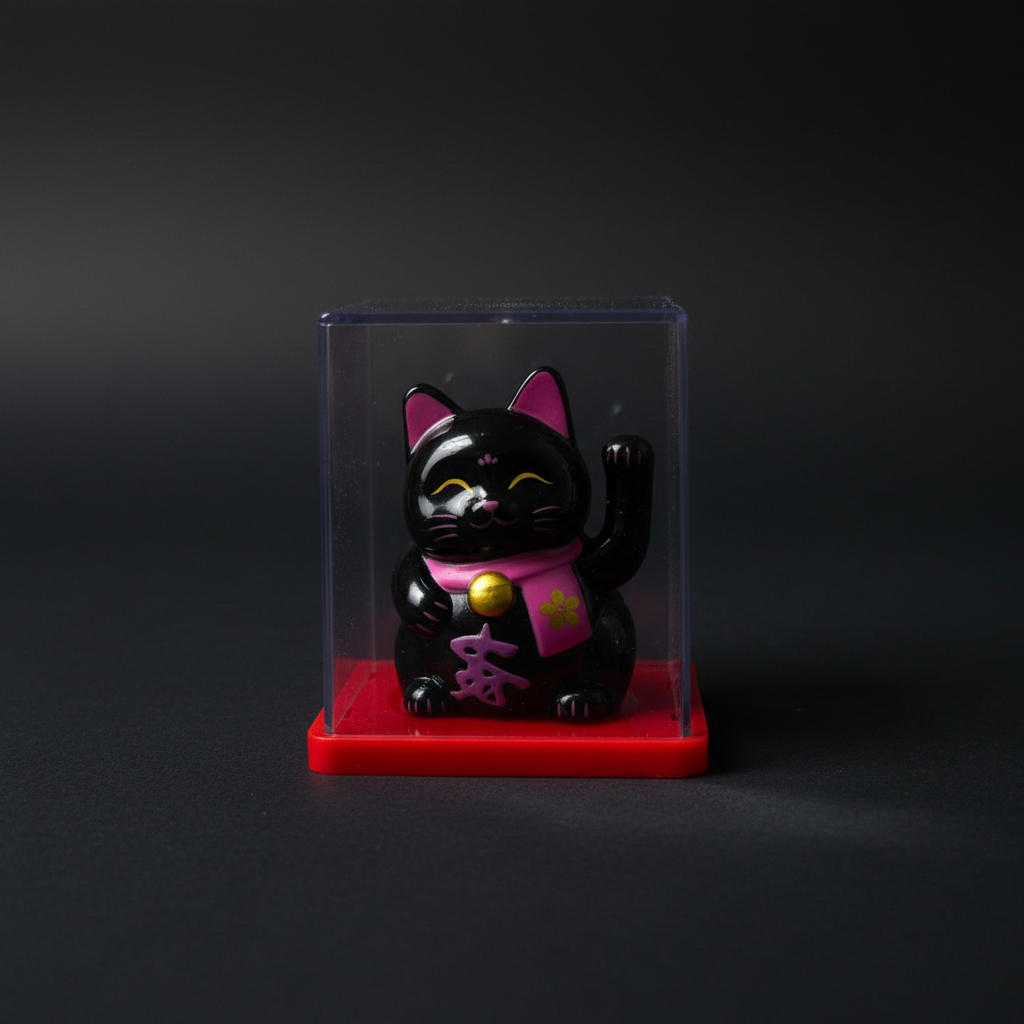 Maneki Neko nero - sfondo scuro