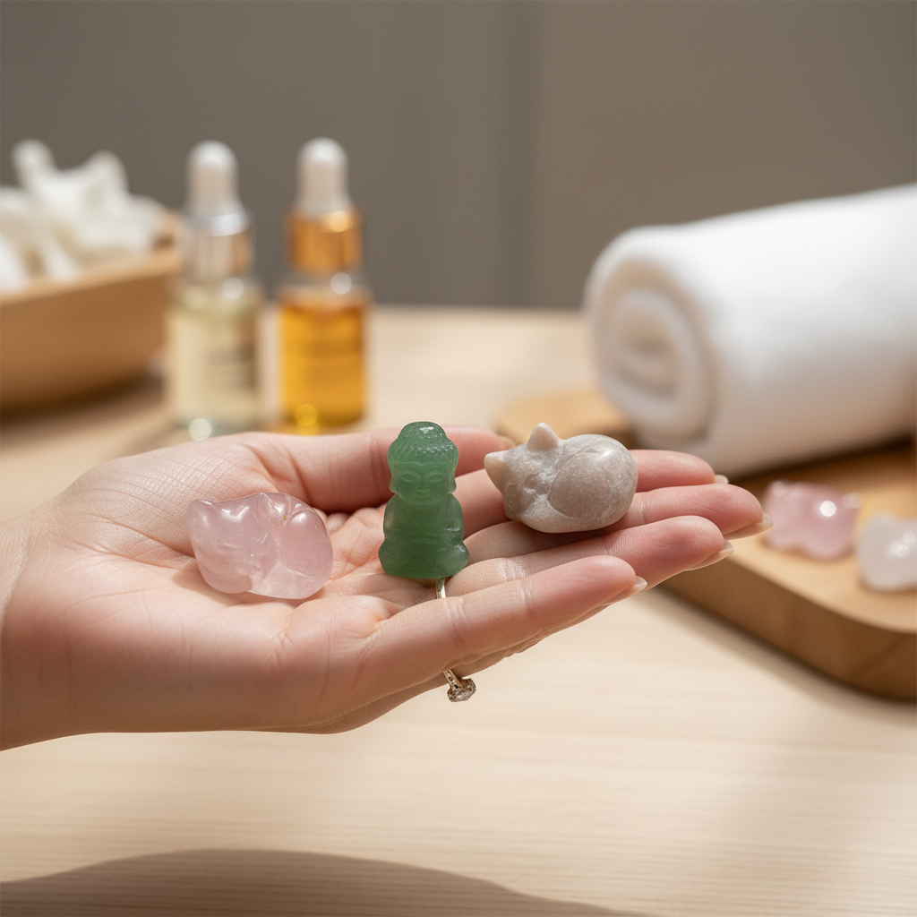 Mini Carving Buddha e Gatto - in mano