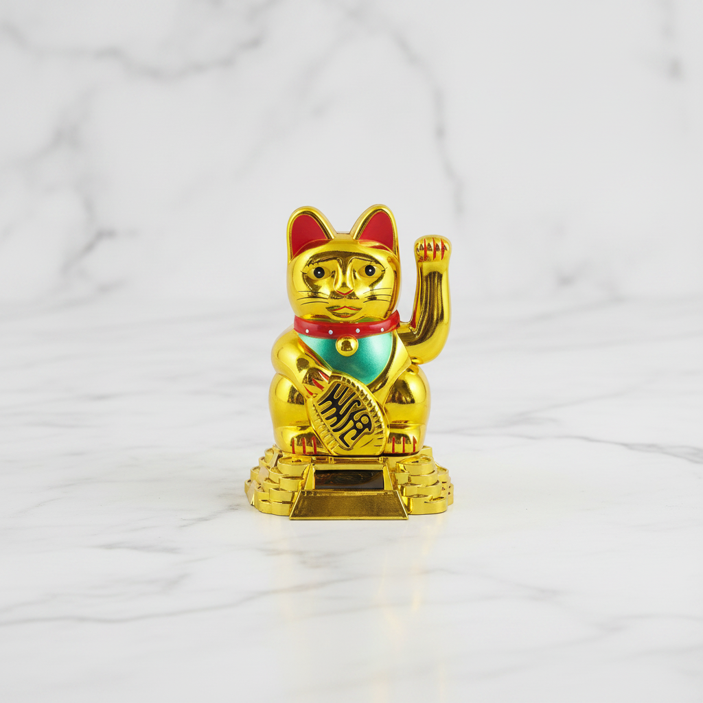 Maneki Neko 8cm - flatlay su marmo