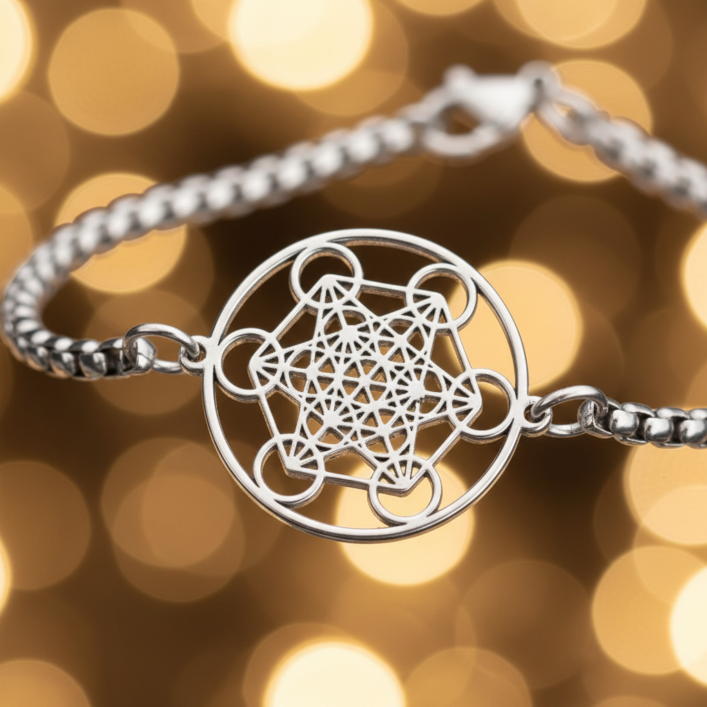 Bracciale Cubo di Metatron close-up dettaglio simbolo