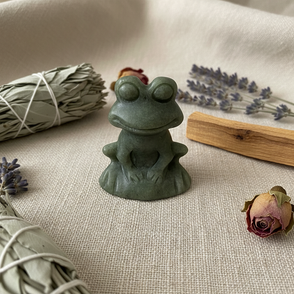Rana seduta giada verde - lifestyle altare