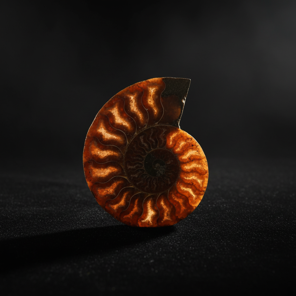 Ammonite fossile naturale - dark velluto nero