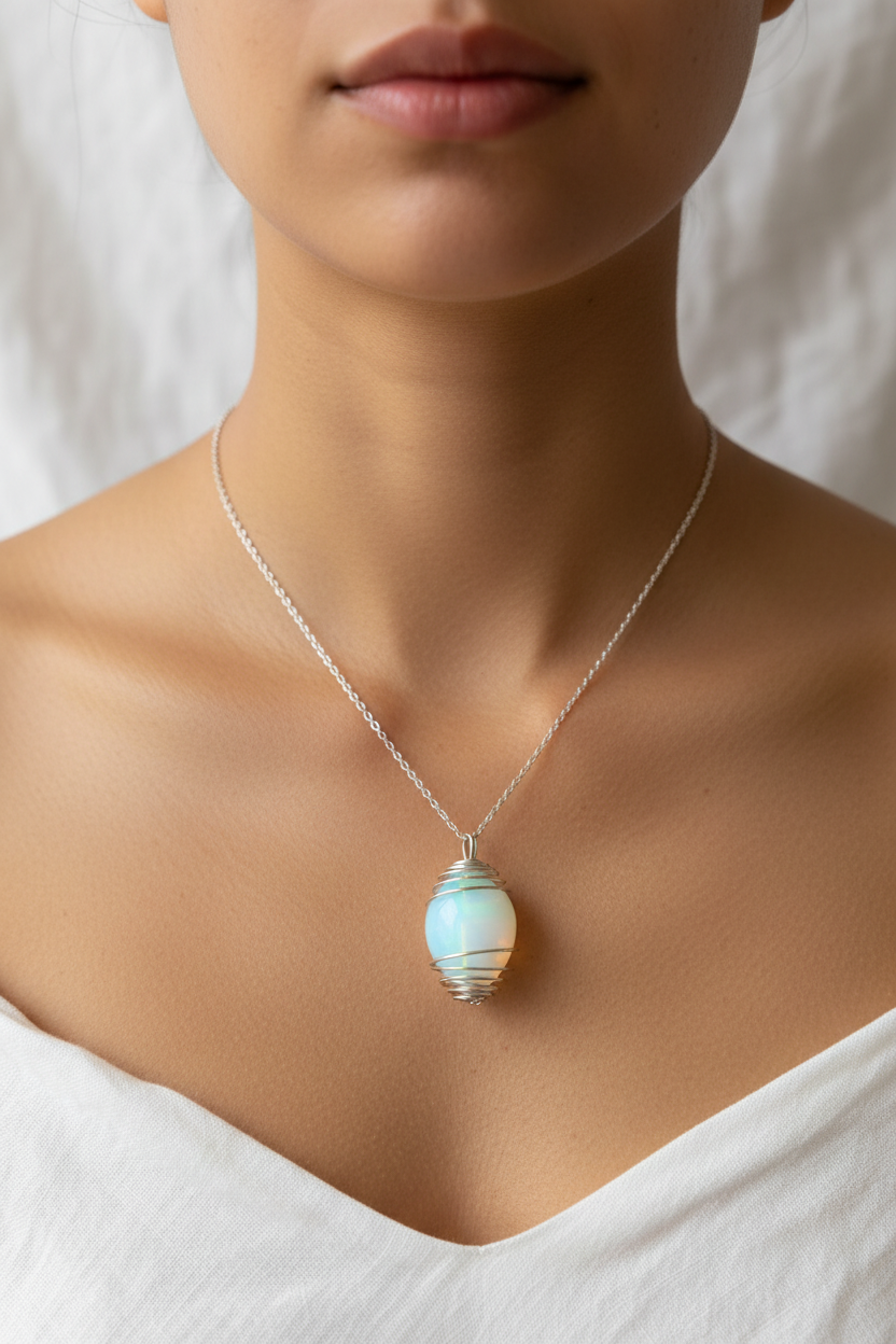 Collana Gabbia Opalite indossata