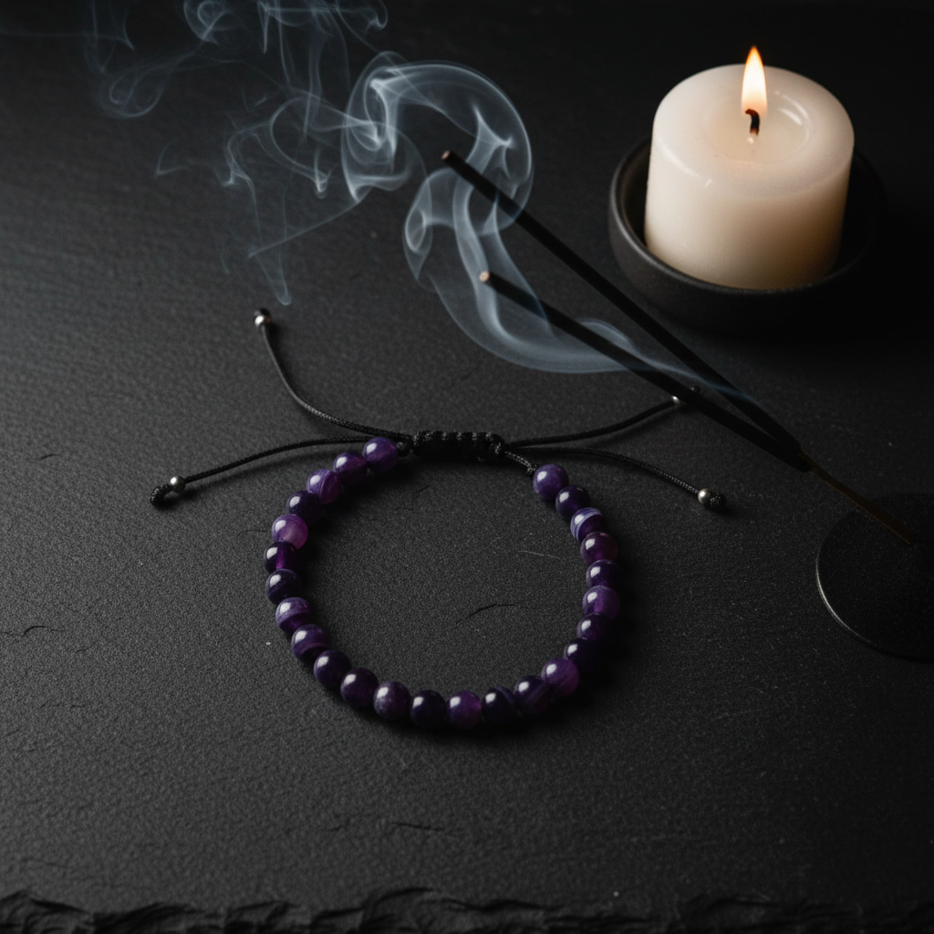 Bracciale agata viola moody con incenso