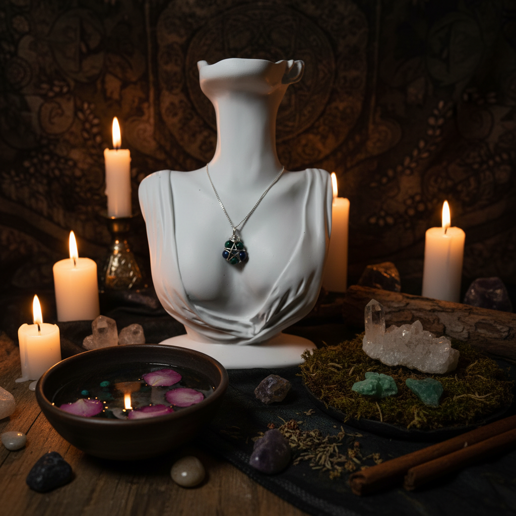 Collana Crisocolla atmosfera esoterica