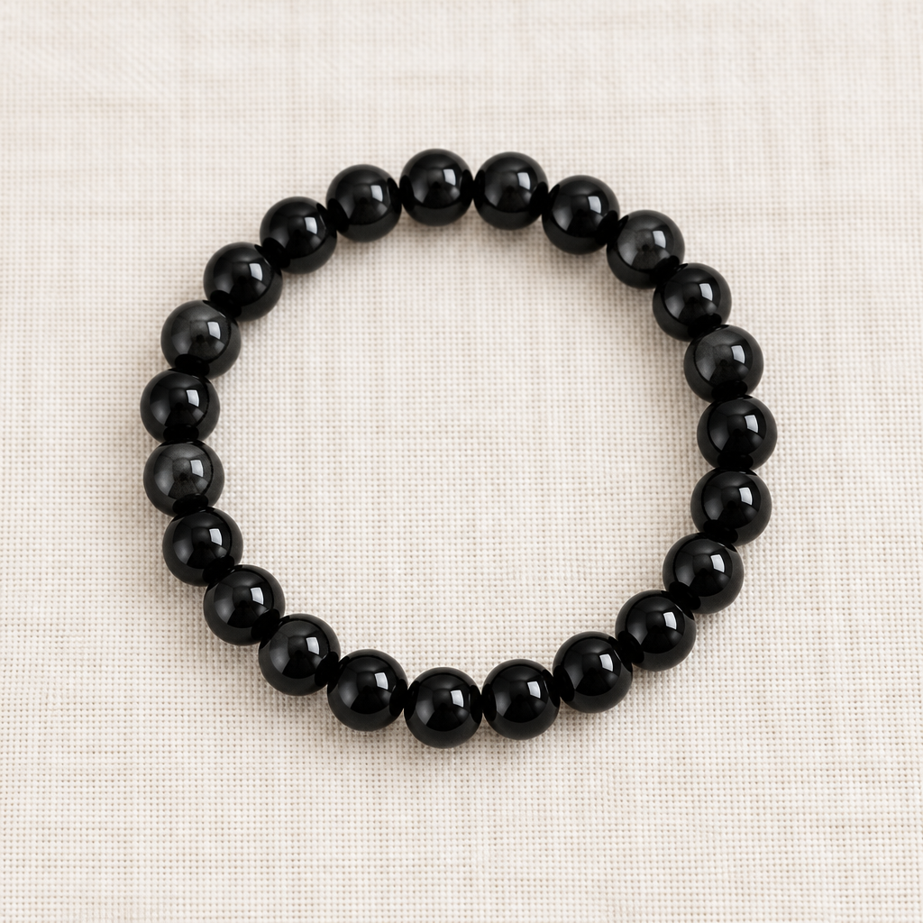 Bracciale in onice nero su lino