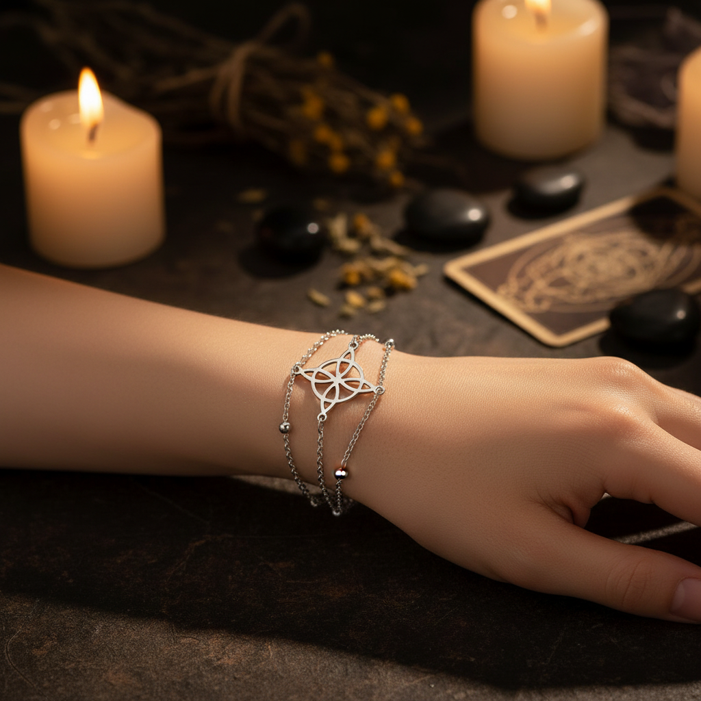 Bracciale Nodo Strega indossato - mood esoterico