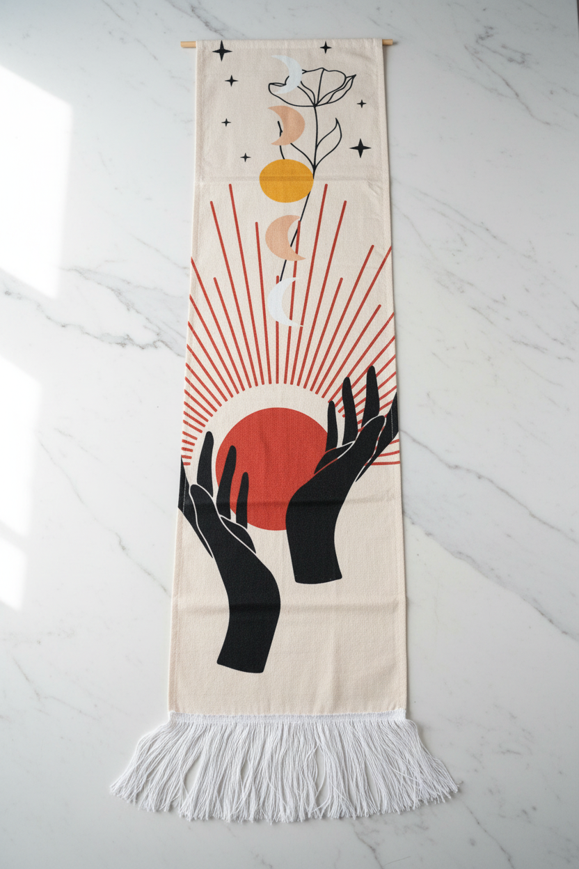 Arazzo mani e sole - flatlay marmo bianco