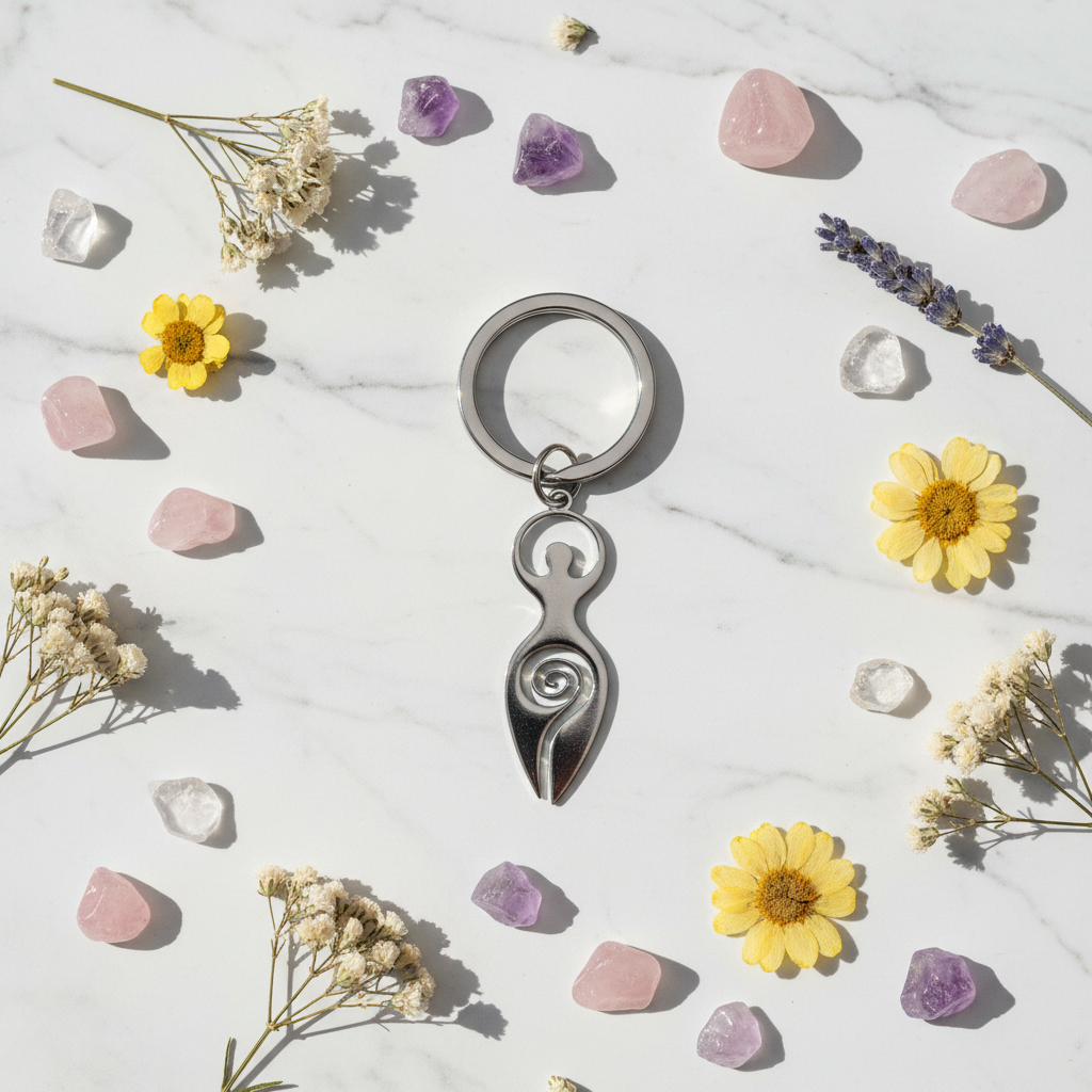 Portachiavi Dea Madre Terra flat lay marmo