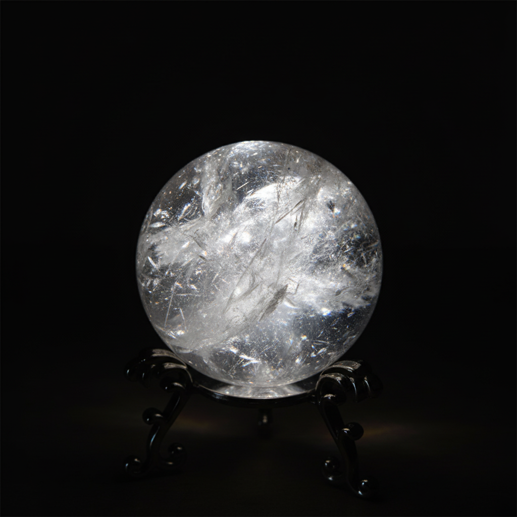 Sfera Cristallo di Rocca macro rifrazioni luce