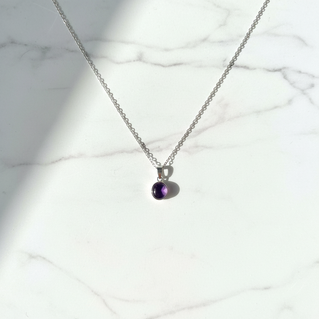Collana con Ciondolo in Argento e Ametista Naturale