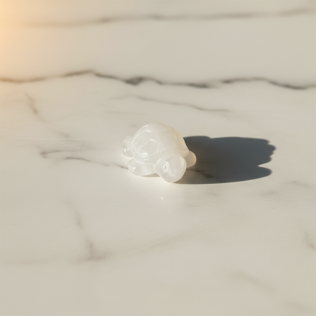 Mini Tartaruga in Pietra Naturale su marmo bianco