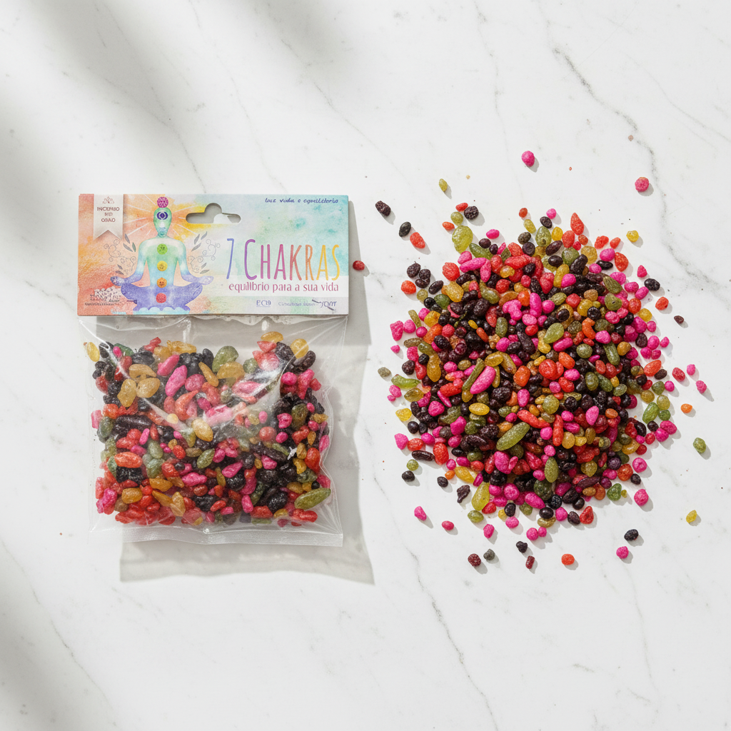 Granuli di incenso 7 Chakras flat lay su marmo