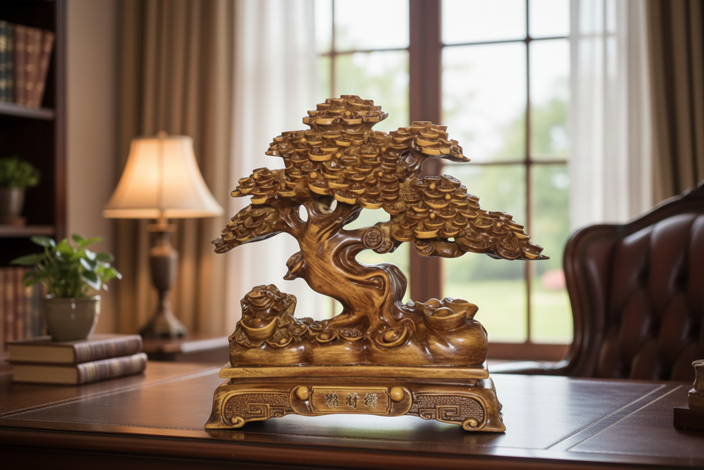 Albero della prosperità su scrivania feng shui