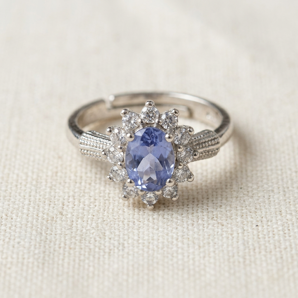 Anello 307 con topazio su lino avorio