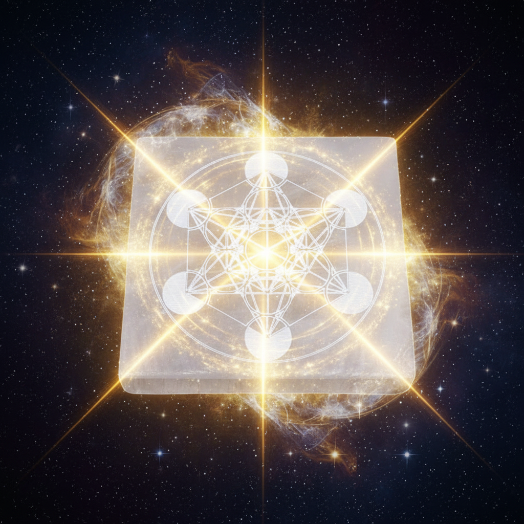 Piastra Selenite Metatron - Cinematic Cosmico