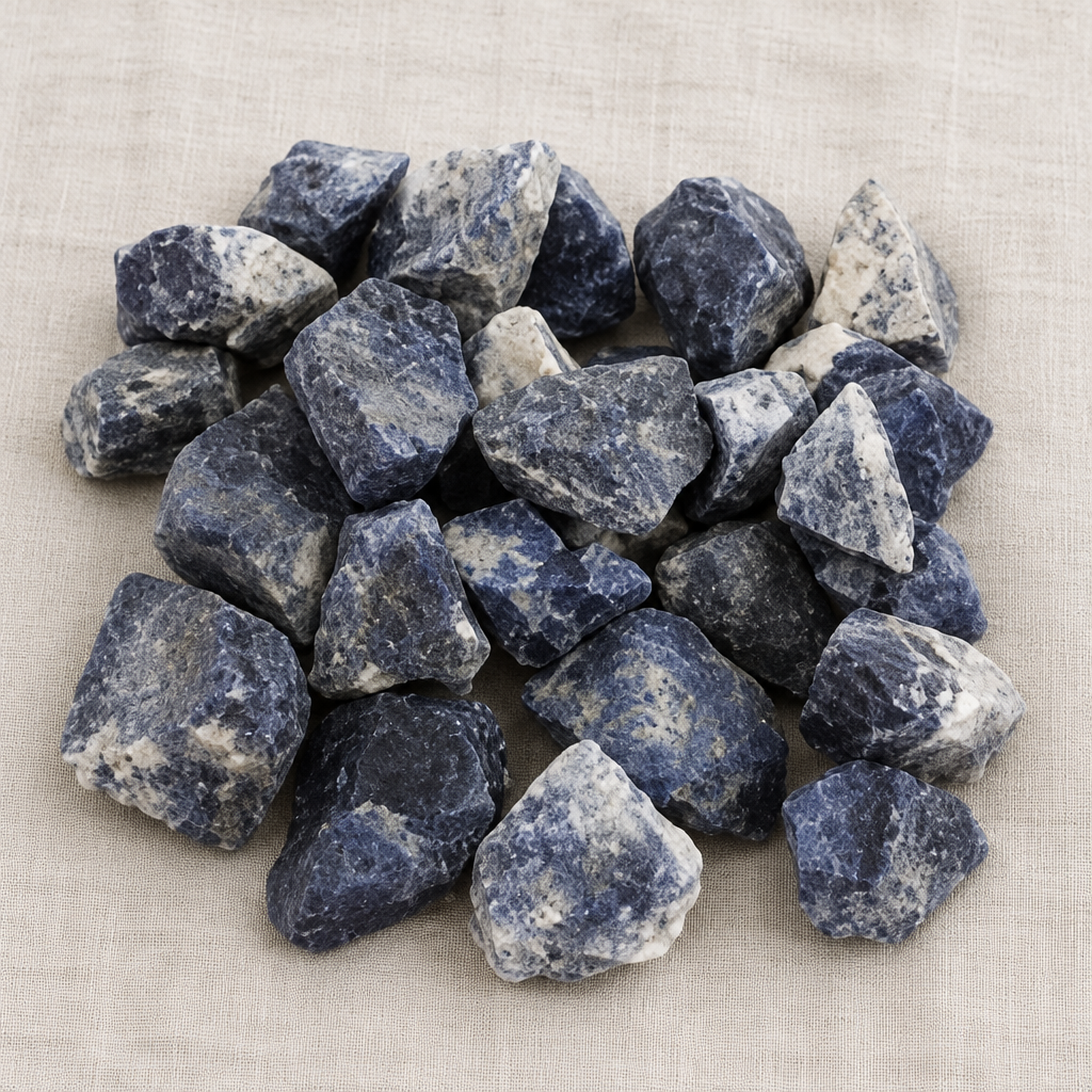 Sodalite grezza su lino