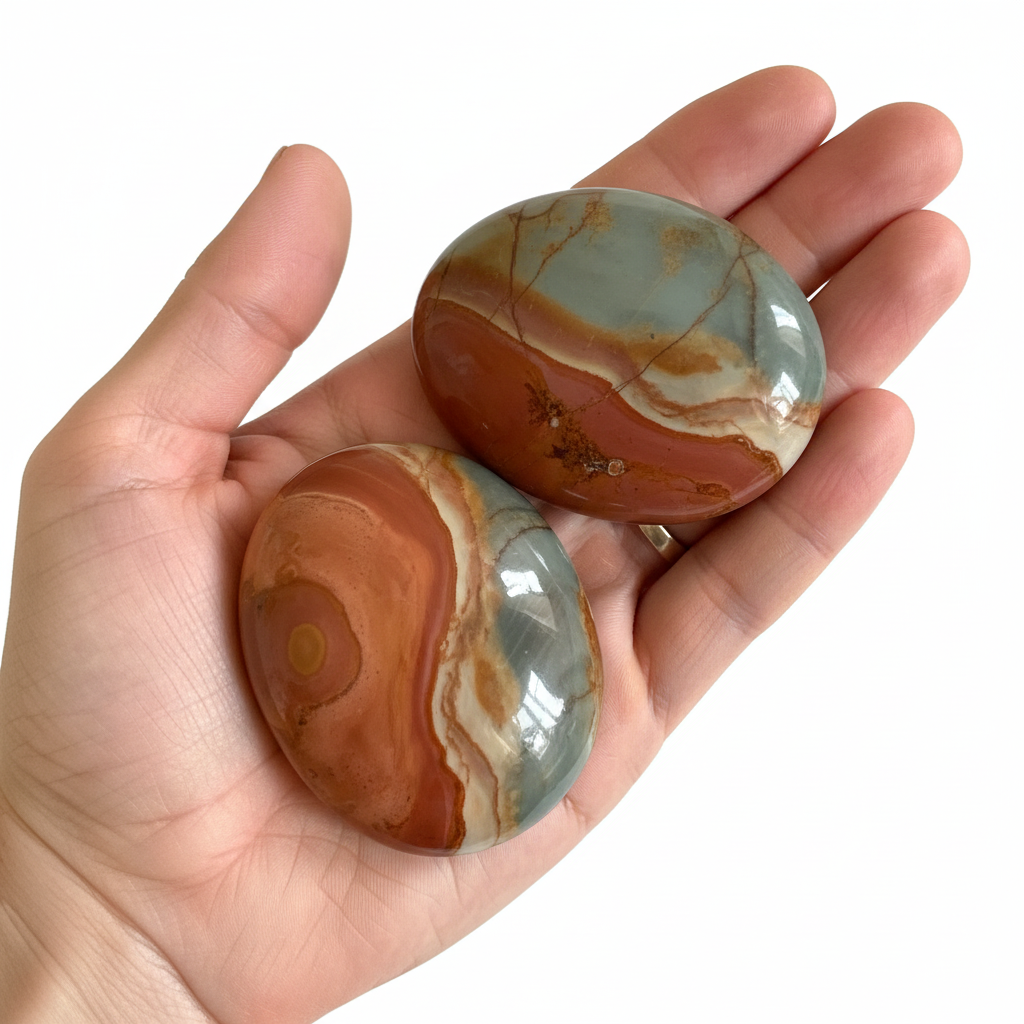 Palmstone Diaspro Policromo tenute in mano