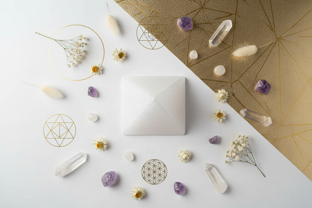 Piramide di Selenite - Flat lay