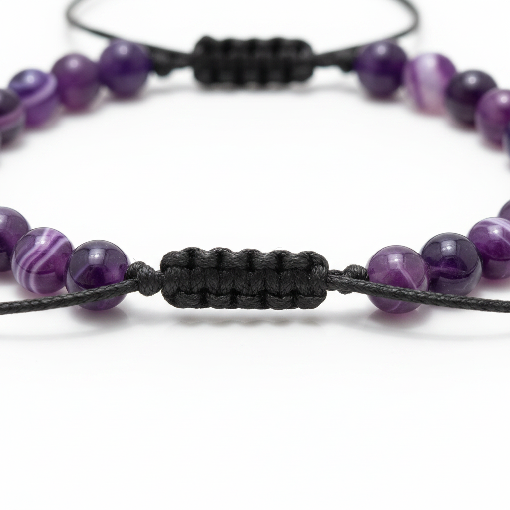 Bracciale agata viola macro close-up perle