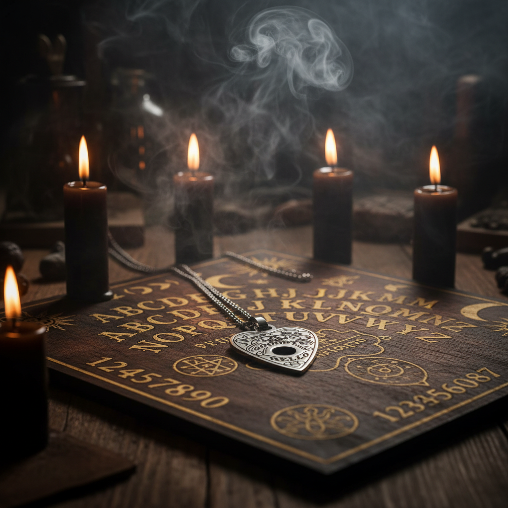 Collana Planchette Ouija - tavola Ouija con candele