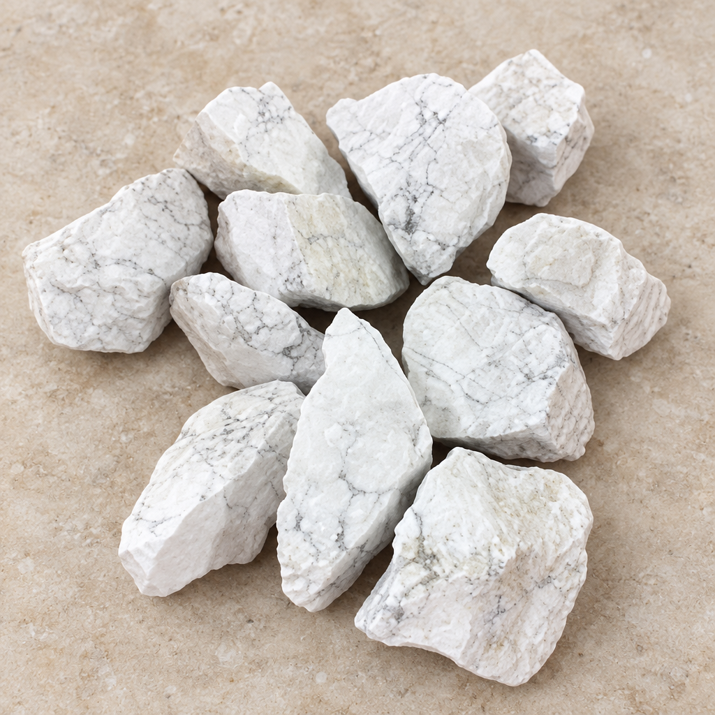 Assortimento di howlite bianca grezza