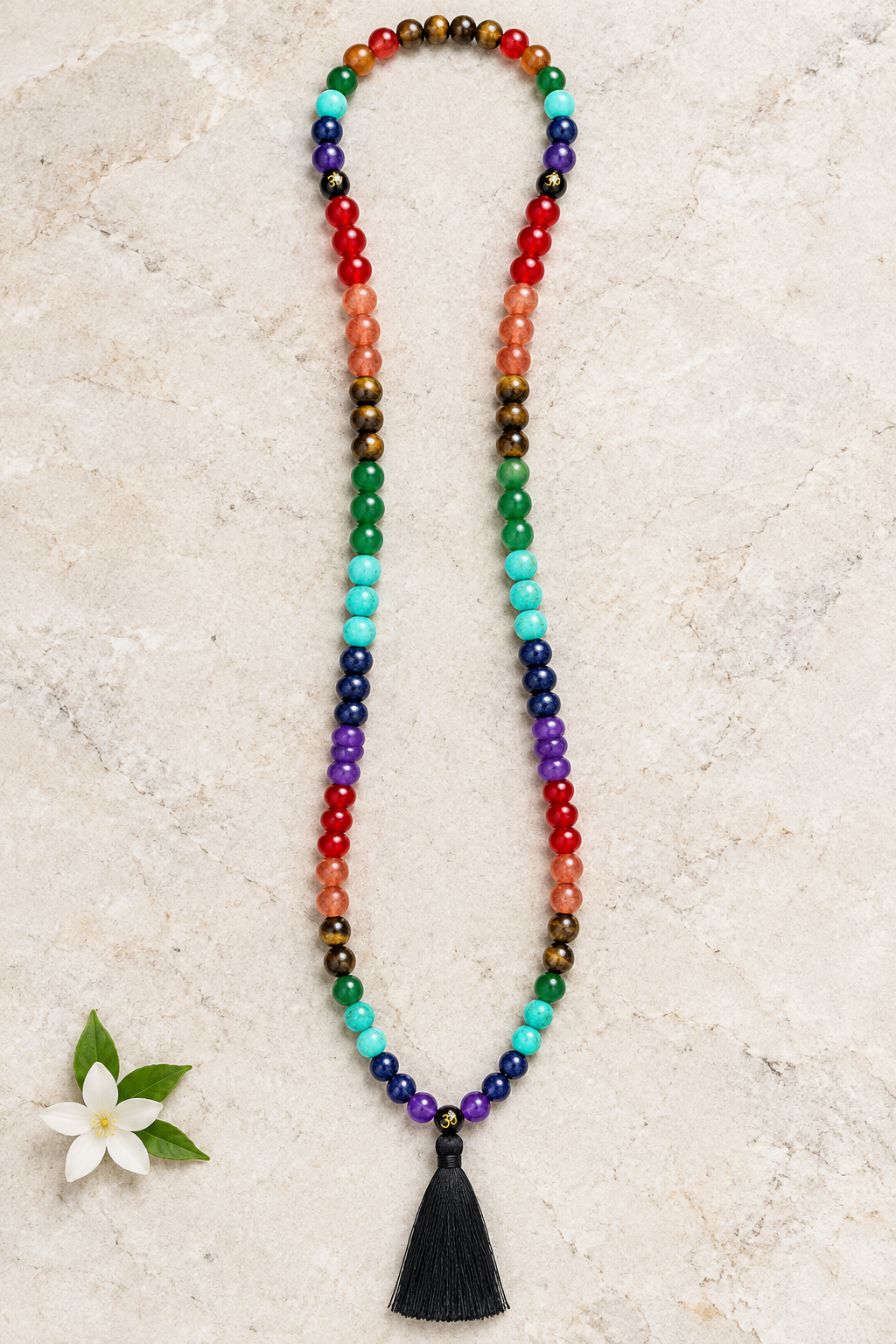 Japamala 7 Chakra con fiore
