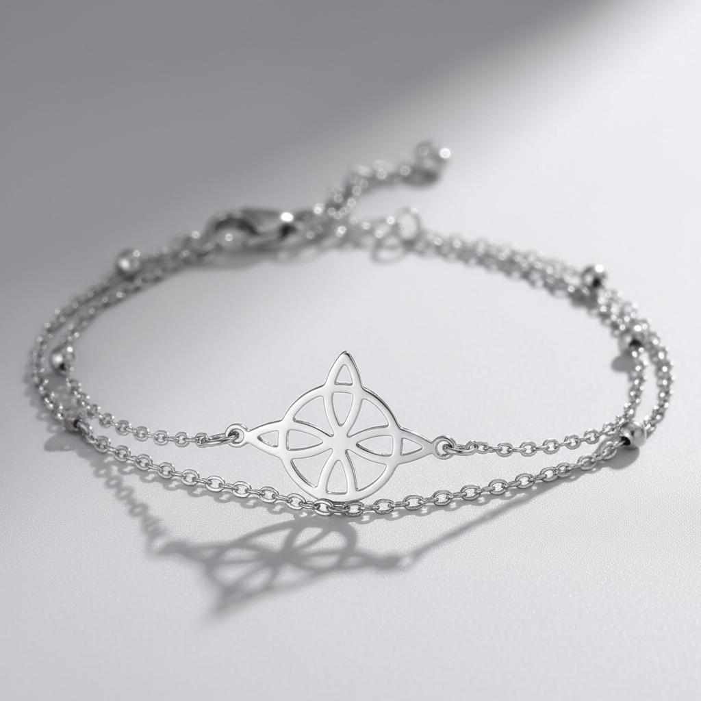 Bracciale Doppio Giro Nodo della Strega close-up dettaglio nodo