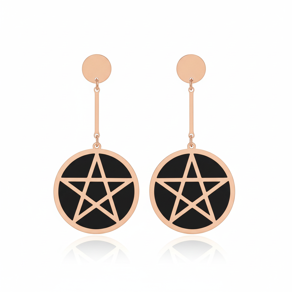 Orecchini Pentacolo Rose Gold sfondo bianco