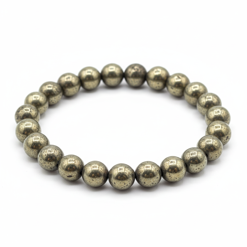 Bracciale Pirite 8mm - close-up dettaglio