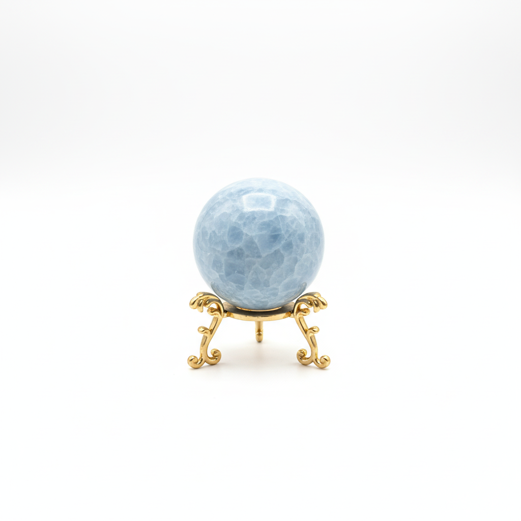 Sfera Calcite Blu sfondo bianco