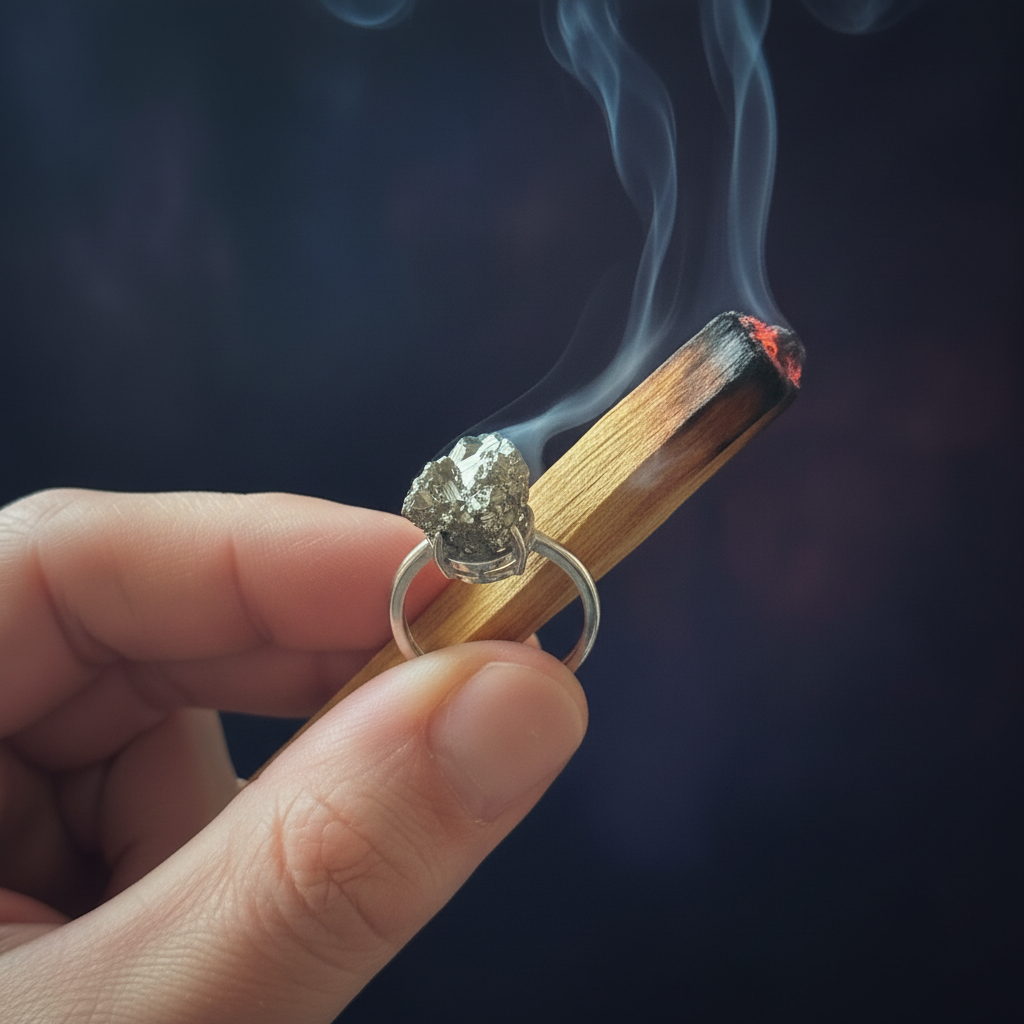 Anello pirite palo santo