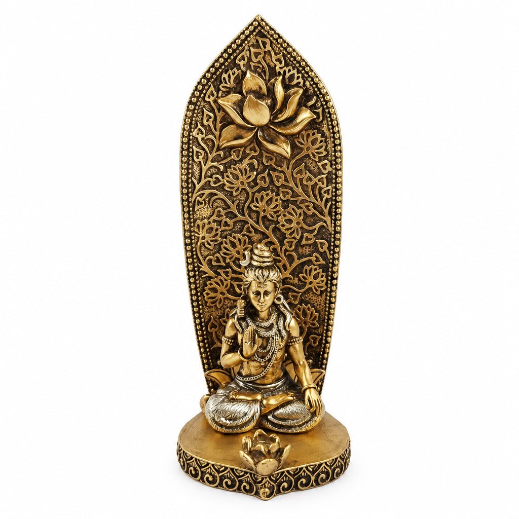 Porta-incenso Shiva in resina su sfondo bianco da studio