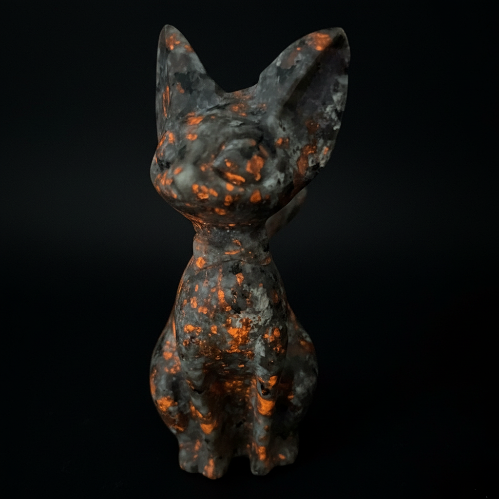 Gatto Seduto Yoperlite luce UV fluorescente