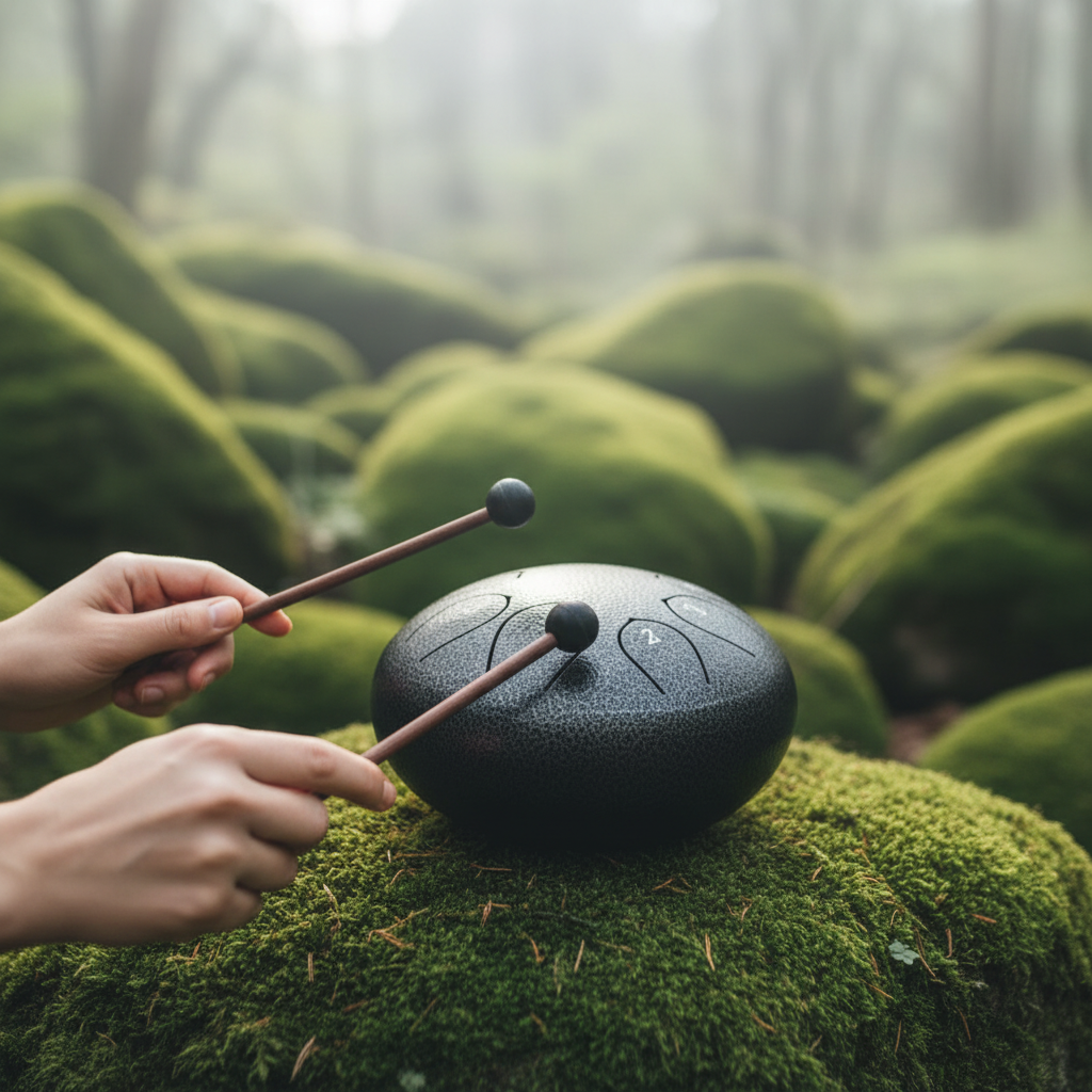 Tongue drum nero - lifestyle in natura