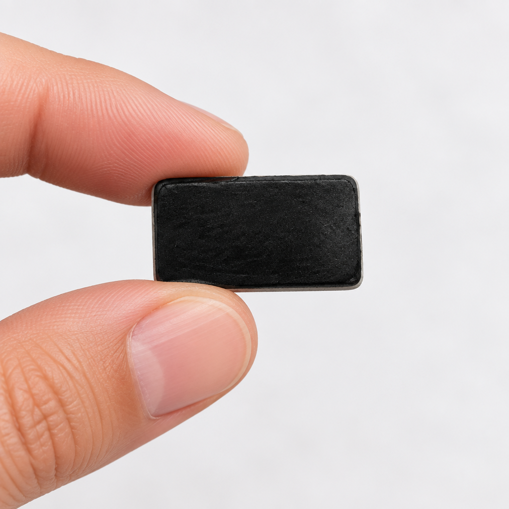Dimensioni della piastra in shungite accanto alle dita