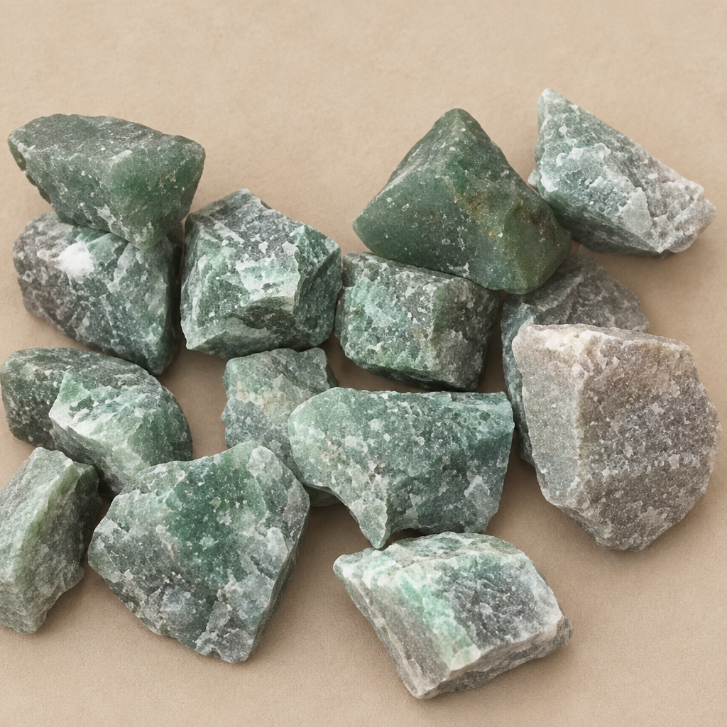 Assortimento di avventurina verde grezza