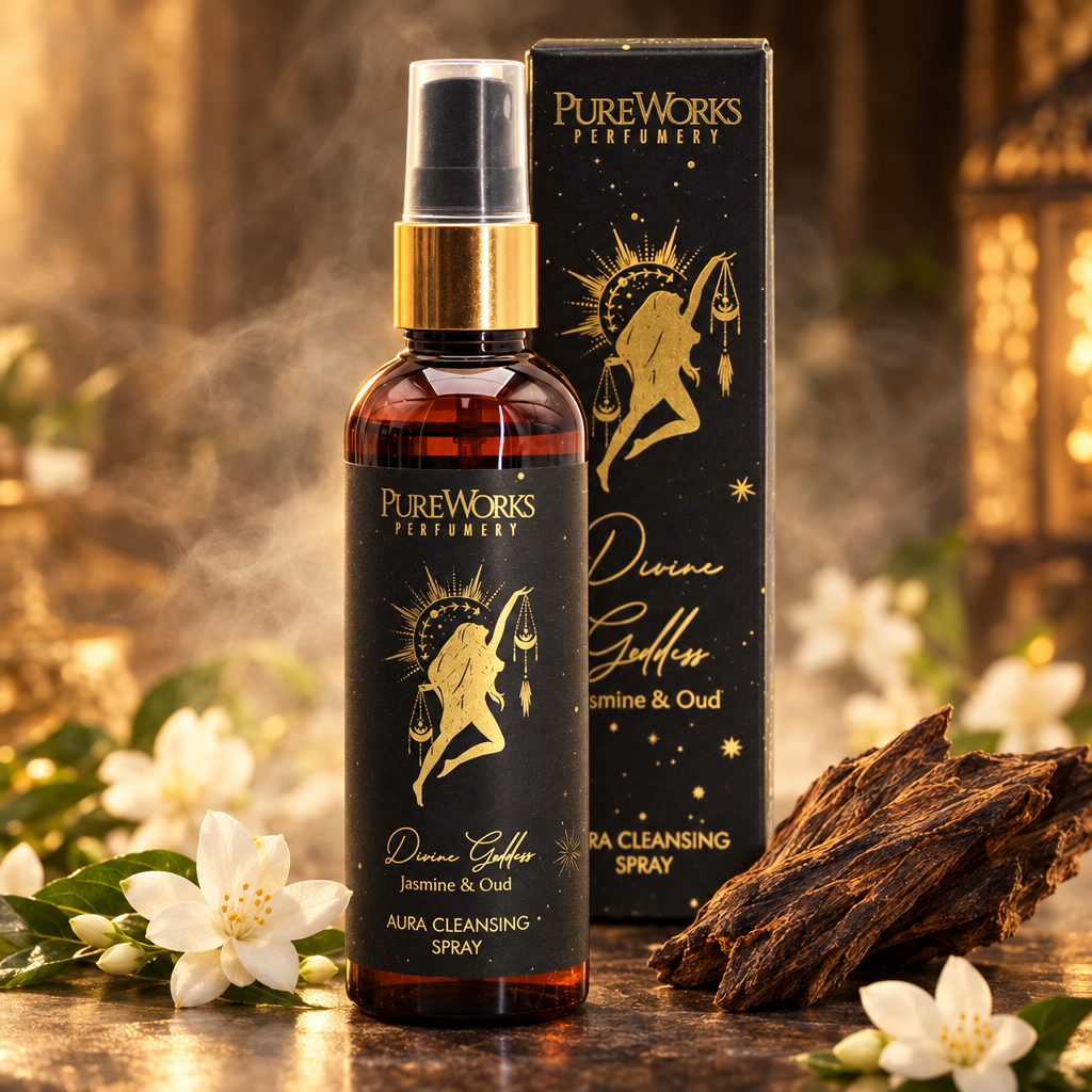 Spray Dea Divina Gelsomino e Oud in composizione ambientata