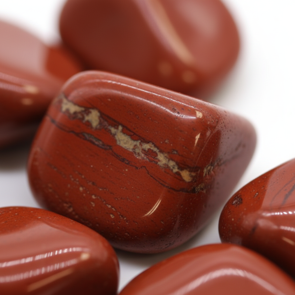 Macro close-up diaspro rosso tumbled