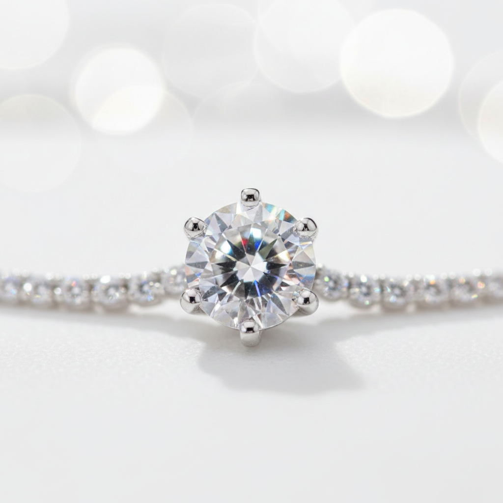 Collana Solitario in Argento con Moissanite 2ct
