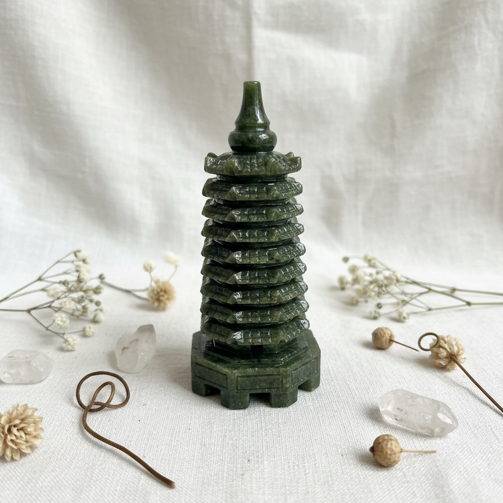 Pagoda Giada Xiuan - su lino con cristalli