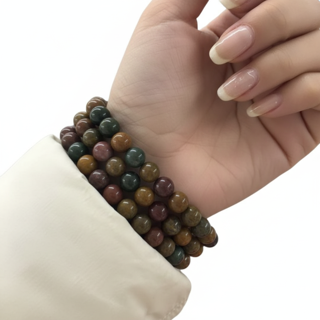 Bracciale Diaspro Oceano - Indossato al polso