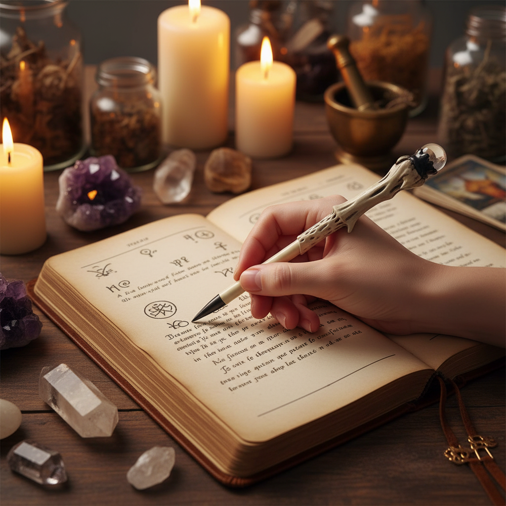 Bacchette penna con pietra naturale - in mano scrittura